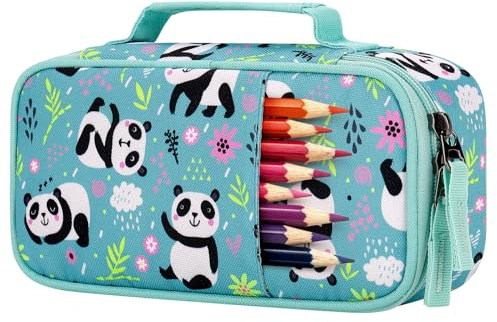 Choco Mocha Federmäppchen für Mädchen, Panda-bleu vert