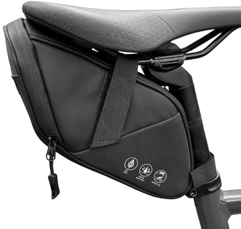 Danuosie Bike Seat Bag, Water Resistant Bicycle Saddle Bag Under Seat, Cycling Seat Pack for Mountain Road Bikes and Commuter, 1L