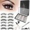 Cils magnetique aimant,Cils Naturels,Demi Faux Cils Bande Transparente,3D Faux Cils,Oeil de Chat Réutilisable Corner Fake eyeLashes (12 Paires)