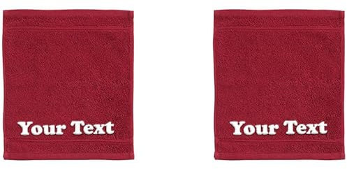 Ephesos Personalize Your Towels with Custom Embroidery: Names, Monograms, and Initials. Perfect for Bathroom, Spa, Gym, Shower, Kids, Adults, Pool, Travel, Gifts, 2-Piece Wash Cloths Set - Burgundy