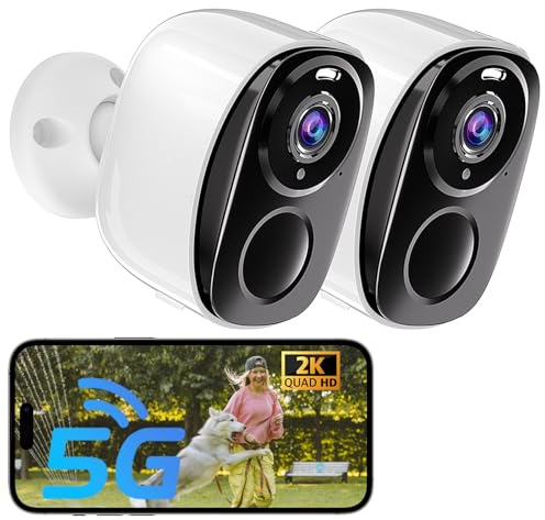 2Pack 5G&2.4G Security Cameras Wireless Outdoor ,2K Camera for Home Security with Motion Detection Spotlight Siren Alarm WiFi Surveillance Indoor Camera, Color Night Vision, 2-Way Talk, IP65, Cloud/SD