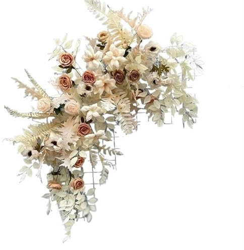 Wedding Flower Simulation Artificia Silk Flowers Arch Round Pavilion Art Window Decoration Wedding Props T Stage Leaf(High champagne L)