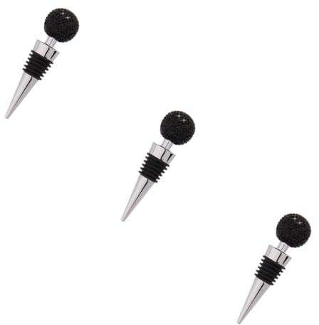 Garneck 3St Weinstopper Flaschenverschließer Getränkekorken-Topper-Sparer Weinkorken für Wein Diamant bierflaschen bier flasche Weinflaschenverschluss Weinverschluss aus Legierung Black