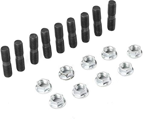 Turbo-Stehbolzen-Set, 9-teilig, M10 X 1,25 Edelstahl-Stehbolzen + Sicherungsmuttern für, Einfache Installation, Langlebige Haltbarkeit