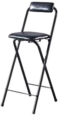 DZYHFCO Sgabelli da bar, sgabello pieghevole con schienale, 55 cm-75 cm, sedia da bar pieghevole, seduta imbottita, sgabello alto da cucina, nero/65 cm (55 cm)