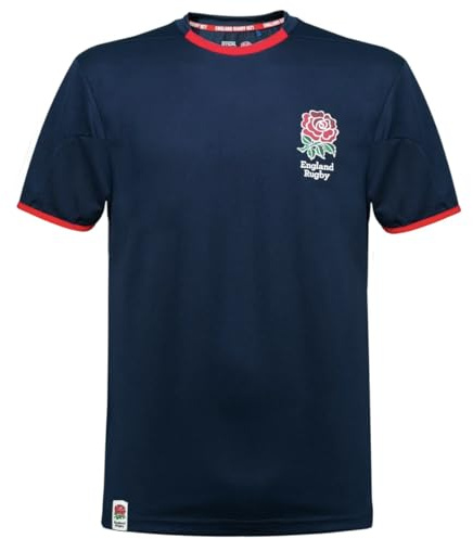 Offizielles Herren-Rugby-Shirt, England RFU Rugby-Fan-T-Shirt, England Rugby, lässiges Oberteil, England Rose, Herren-Freizeit-T-Shirt, navy, XXL