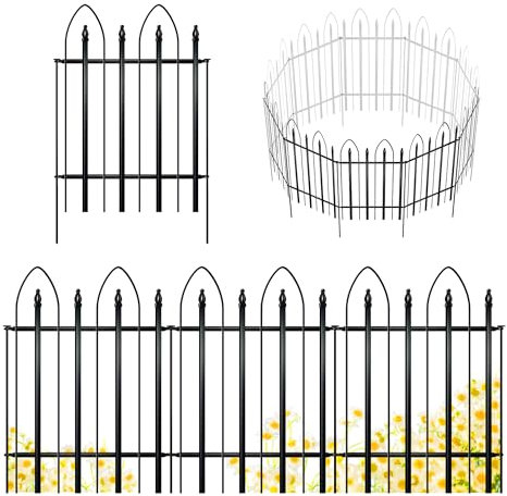 Thealyn Recinzione decorativa da giardino in metallo, pieghevole, recinzione paesaggistica per cani, animali domestici, aiuole, cortile, barriera per animali domestici (61 x 81,3 cm)