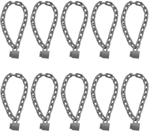 ECSiNG 10PCS Building Block Long Iron Chain Model Compatible with Lego 30104 Length 12.7cm 21 Links Segmented Chain Construction Model Dark Gray