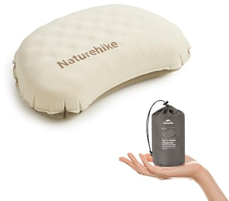 Naturehike Almohada inflable ultraligera de espuma para cama, cojín inflable, fuerza ajustable, ergonómico, fácil de limpiar, cojín de camping para viajes, senderismo, hogar