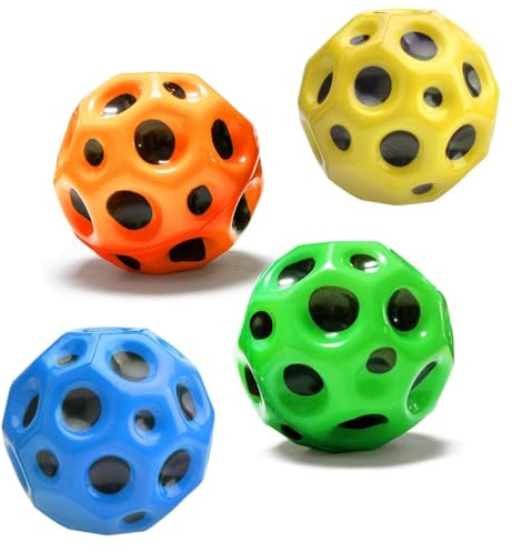 BOBOZHONG Bola de Luna,4 Piezas Bolas de Rebote Space Ball Bola de Rebote Alto Pelota Espacial 7cm Bouncing Ball Toy Fácil de Agarrary Atrapasueño Planet Bouncing Ball Jump Ball Moon Galaxy