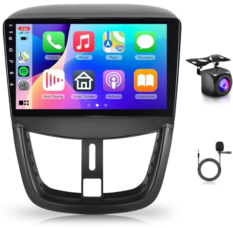 2G 64G Android Radio de Coche para Peugeot 207 2006-2015 9 Pulgadas Pantalla Peugeot 207 con Wireless Carplay Android Auto GPS Mirror Link Bluetooth FM/RDS Radio WiFi USB+ Cámara Trasera