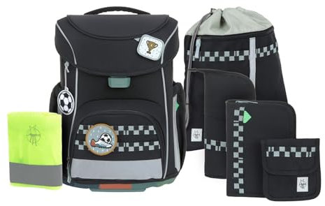 LÄSSIG 7-teiliges Schulranzen Set Kinder/School Set Slim Unique Black