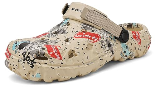 SECHRITE Zoccoli da uomo per sport atletici all'aperto slip-on con cuscino spiaggia antiscivolo sandali casa con cinturino posteriore regolabile - River Edge