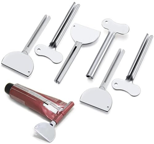 Lot de 6 presse-tubes en métal - Enrouleur de tube de dentifrice - Pour cosmétiques, cirage à chaussures, colorants capillaires, pigments, plus de désordre et de déchets