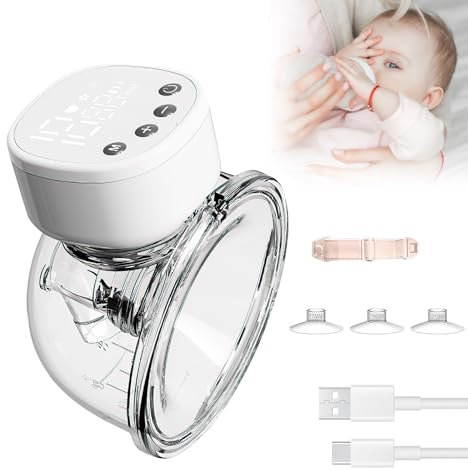 Milchpumpe Elektrische Tragbare, Schmerzfreie Handsfree Milchpumpe mit 5 Modi und 15 Leistung, Auslaufsichere, Geräuscharme Milchpumpe Milchpumpe mit 17/19/21mm Flanschen (Weiß)