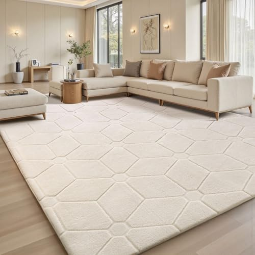 Sour Lemon Groß Teppich Wohnzimmer 240x300cm, Flauschiger Teppiche Creme | Wohnzimmerteppich Teppich Schlafzimmer Waschbarer Carpet Gegend Kurzflor Flauschig Rutschmatte Kinderzimmer Teppiche