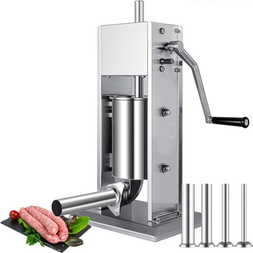 GTHTUHFD Vertikaler Hausgemachter Wursthersteller, Wurstfüllmaschine, Manueller Wurstfüller, Wurstfüller, Würstchen Und Hot Dogs Können Gleichzeitig Verarbeitet Werden,7L