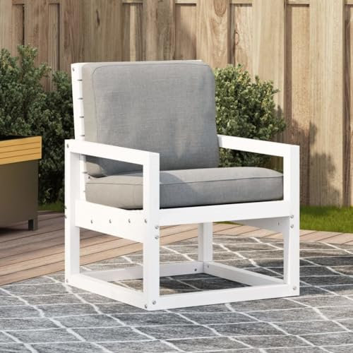 XINCXIN Gartenstuhl, Gartensessel Stühle Korbsessel Chair Geeignet für Pool Terrace Outdoor Balcony Weiß 57,5x63x76 cm Massivholz Kiefer