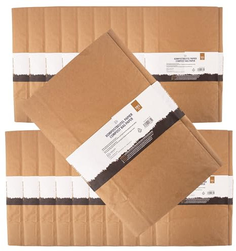 BLiX - Papierkompostsack 120L | Kompostierbares Kraftpapier | Umweltfreundliche Entsorgung | Robust mit p&m-Design | Garten Abfallsack | Müllbeutel 120L, Braun, 3 Stück (20er Pack), Papier