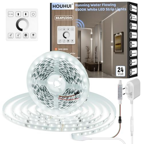 HOUHUI 20M 6500K Lauflicht LED Streifen, Touch Steuerung, 28 Modi, Dimmbar | Dimmbares LED-Band, kabellose Touch Steuerung, Lauflichteffekt, für Schlafzimmer, Wohnzimmer, Partys und Feierveranstaltungen
