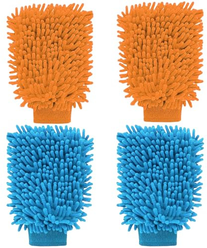 LUMOOM 2 guantes de lavado de coche de chenilla, guantes de microfibra para el cuidado del coche, extra absorbentes y suaves, sin arañazos (B)