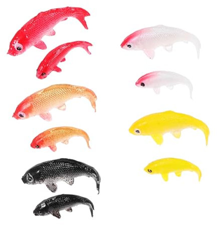 Kisangel 10pcs Koi Fish Figures Lifelike Aquarium Decor with Vivid Colors for Garden Ponds Fairy Gardens Miniature Aquariums Resin Fish Ornaments