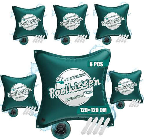 Gartstary Poolkissen Winter XXL 6 Stück-120 x 120 cm - Luftkissen Pool mit Doppelnaht zur Poolabdeckung - Pool Kissen für den Winter - mit Boston Dual-Inflation Ventil（Grüner）