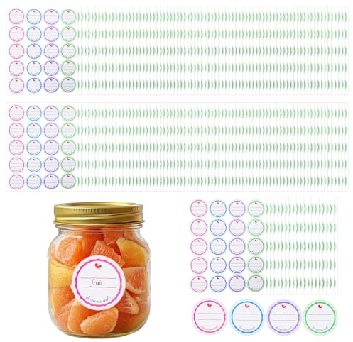 200 Stück Kleine Marmelade Aufkleber 3.8cm Klein Marmeladen Etiketten zum Beschriften Selbstklebend Marmeladenetiketten für Marmeladengläser Flaschen Gewürzgläser Gewürzetiketten