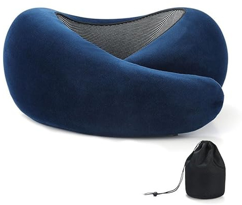 MEIION Nomadike NOMAREST | Coussin de Voyage en Mémoire de Forme Oreiller de Voyage Ergonomique en Mousse à mémoire de Forme, Parfait pour Avion et Voiture, Confort Ultime Garanti.