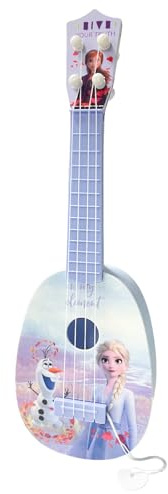 Frrozen Guitar, Frrozen Ukulele, 36cm Guitar Musical with 4 Adjustable Strings, Small-sized Gifts for Boys and Girls (Blue)