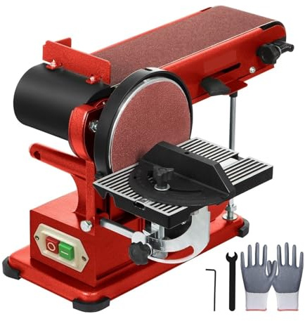 Levigatrice a nastro e disco 4x36 pollici e disco 6 pollici, levigatrice a nastro e disco da banco 375 W potente levigatrice da banco for la lavorazione del legno Per uso fai da te