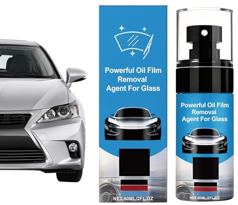 Ölfilm-Entferner – 3,3 x 12,8 cm, 60 ml, Autofensterreiniger, Autoglas-Fleckenentferner, Windschutzscheiben-Ölfilm-Reinigungsmittel | für Fahrzeug-Außenspiegelgläser, Brillen, Zuhause, regnerisches We