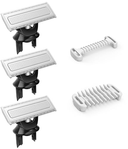 3 Lames de Rechange pour O Blade Rechange Lames Set avec Protecteur de peau intime et peigne corporel de 2 Sabots, pour Rasoir Tondeuse électrique OBlade QP2520 QP2630 QP2724 QP2834 360 Pro