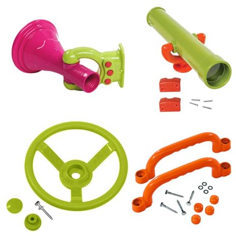 lmoikesz Playground Wheel Backyard Pirate Ship Telescope Kids Outdoor Playset Educational Toys Safe Long Lasting Fun Play Outdoor Playhouse Treehouse Attachment Jungle Gym