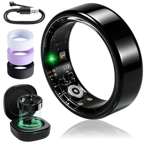 Aoyswuz Smart Ring Múltiples Modos de Ejercicio Prenda Impermeable IP68 Monitoreo del Sueño Anillo Inteligente Compatible con iOS y Android, Negro #9