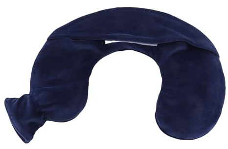 Mrisata Botella de Agua Caliente en Forma de U, Bolsa de Agua Caliente de Goma Suave para Cuello Cálido con Cubierta Tejida para Aliviar el Dolor de Cuello y Hombros (Azul marino)