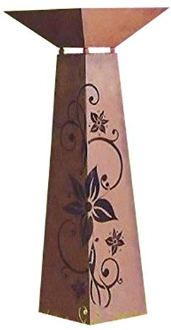 Edelrost Säule Lilienornament mit Schale im Set 116cm