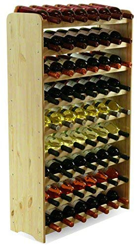 MODO24 Flaschenregal, Weinregal Holz für 63 Flaschen, Weinschrank, Weinständer, Getränkeregal, Weinflaschenhalter, Flaschen Organizer, Weinschrank, Abmessungen 113x73x25 cm, Farben: Naturholz