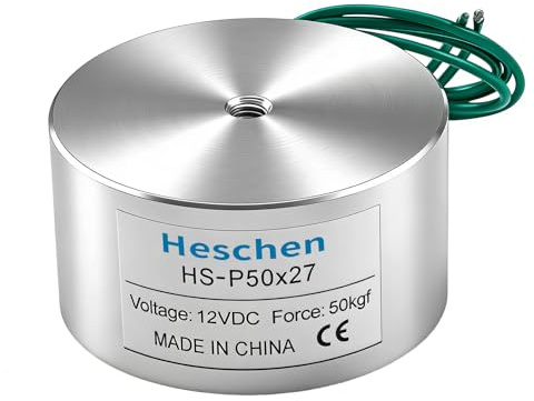 Heschen Elektromagnet P50/27, 12 V, 50 kg, Edelstahl, Zylindrisch, Silber