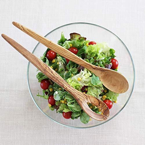 mitienda mit Liebe gemacht Couvert à Salade Spitz Long en Bois d'olivier, Couverts en Bois