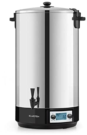 Klarstein KonfiStar Digital - Caldera de cocción, Para confituras y termo, Temperatura ajustable 30-110 °C, Programable 20-120 min, Conserva temperatura, Acero inoxidable, Volúmen 60 Litros, Plateado