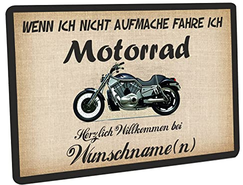 Crealuxe Fußmatte personalisiert - robuste, rutschfeste Fussmatte für Außen & Innen - waschbar - Fußabtreter Türmatte für aussen & an der Haustür - 60x40cm - Wenn ich Nicht aufmache fahre ich Motorrad