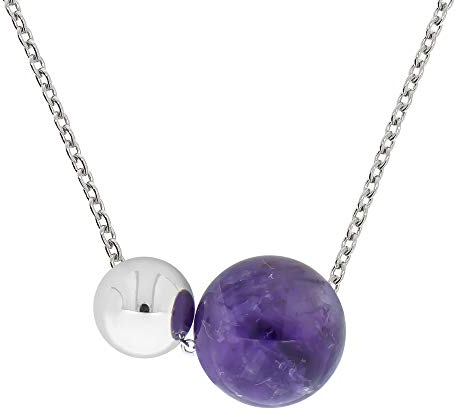 Zeeme Gemstones Damen Collier 925/- Sterling Silber 45cm Glänzend Amethyst weiß 271250020