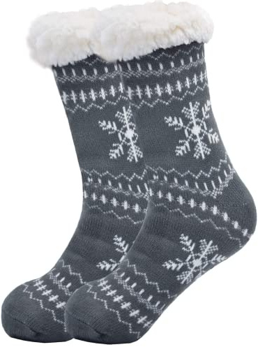 Belloxis Kuschelsocken Wintersocken Herren Warme Flauschige Dicke Hüttensocken Haussocken mit Noppen Geschenk für Männer Weihnachten 38-44 (B-Grau, 1)