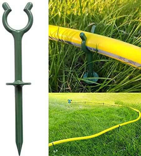 Garden Hose Guide Stakes Set of 10 - Heavy Duty 3/4” Hose Holder Spike for Lawn & Plant Saver, Yard Soaker Support, Durable Kink-Free Watering (Fit 3/4”Hoses)