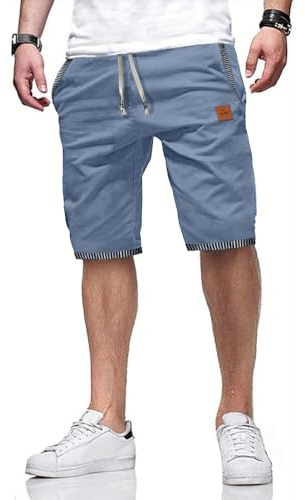 ZOXOZ Herrshorts Sommar Korta Byxor Elastisk Midja bälte Bomull med Fickor träningsshorts