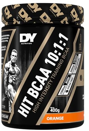 DY Nutrition HIT BCAA 10:1:1 (Orange) with L-Citrulline Malate, Beta Alanine + 12g of Branch Chain Amino Acids 400g Powder, 20 Servings - Optimal Pump & Performance | Non Stim Pre & Intra Workout