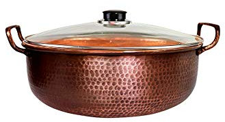 XXSC-ZC Reiner Kupfer-heißer Topf, Kupfer-Hottopf, Haushalts-Induktionskocher Kupfer-heißer Topf, Lammbeef-Hähnchen-Gemüse,32CM