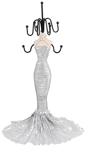 Holibanna Creative Desktop Jewelry Rack Storage Display Compact Earring and Necklace Organizer Shelf for Home and Shop 10.63X3.94X3.94In