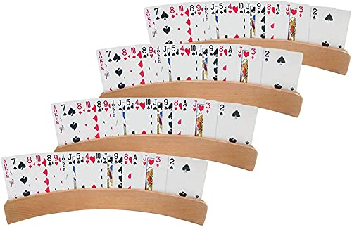 Holz Karten Halter Spielkartenhalter, Freisprech Kartenhalter Clip Holz, Stehender Pokerhalter, Fanförmige Spielkarten Aufbewahrungsbox, Poker Clip Für Kinder Erwachsene Senioren Behinderte (4 Stück)